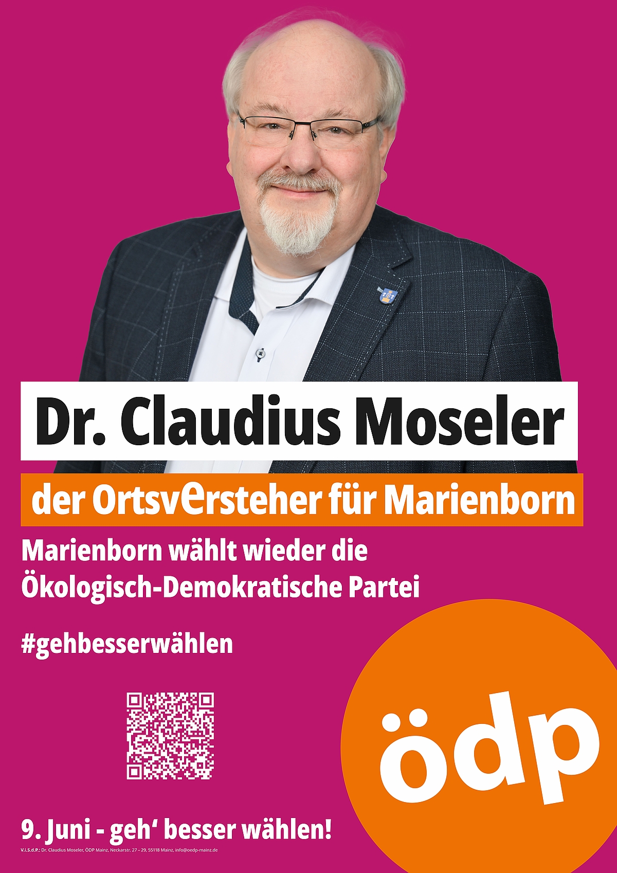 Wahlplakat Dr. Claudius Moseler